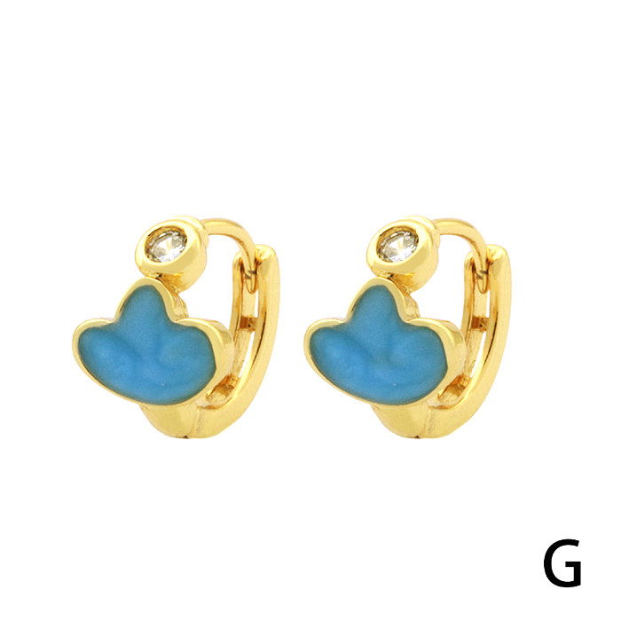 1 Pair Sexy Sweet Clouds Devil'S Eye Hand Of Fatima Enamel Plating Inlay Copper Zircon 18K Gold Plated Earrings