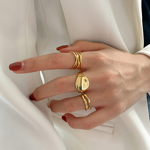 Korean New Fashion Golden Open Ring Female Multi-layer Winding Cross Copper Ring
