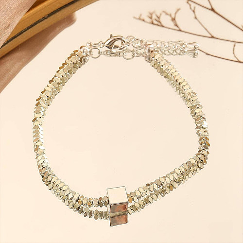 Vintage-Stil, einfacher Stil, quadratisch, einfarbig, Kupfer, unregelmäßige Perlenarmbänder