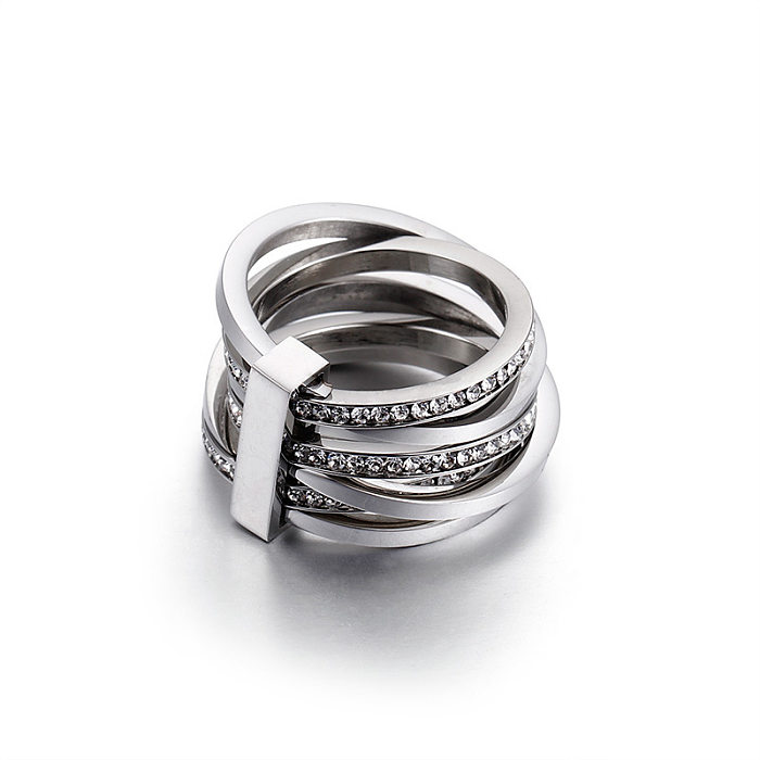 European And American Geometric Personality Stainless Steel Multi-layer Ring