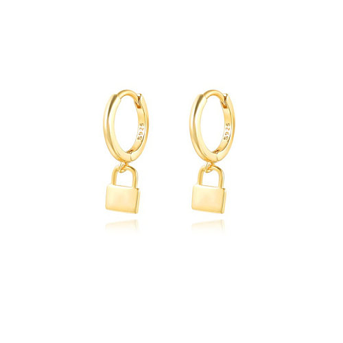 1 Pair Elegant Lock Plating Copper Drop Earrings