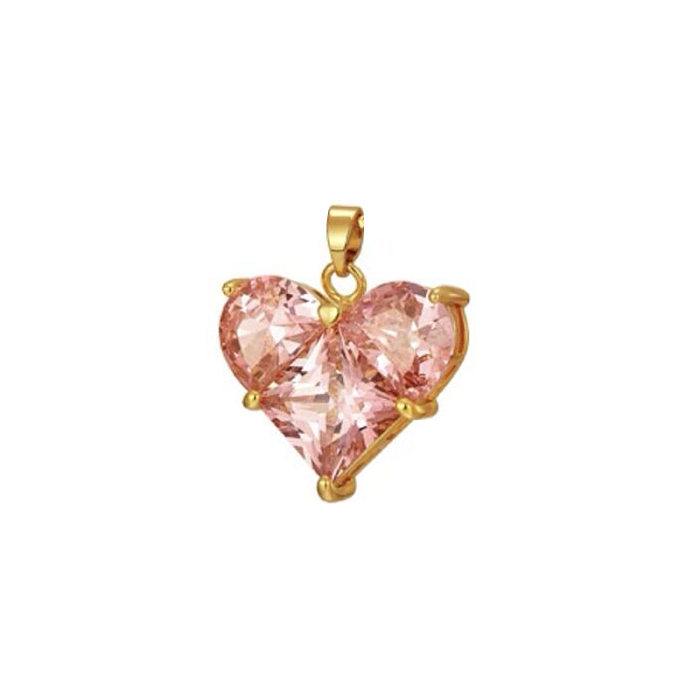 Fashion Heart Shape Copper Inlay Zircon Women'S Earrings Necklace