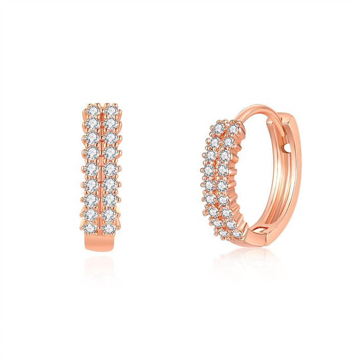 1 Pair IG Style Retro Simple Style Geometric Round Plating Inlay Copper Zircon Ear Studs