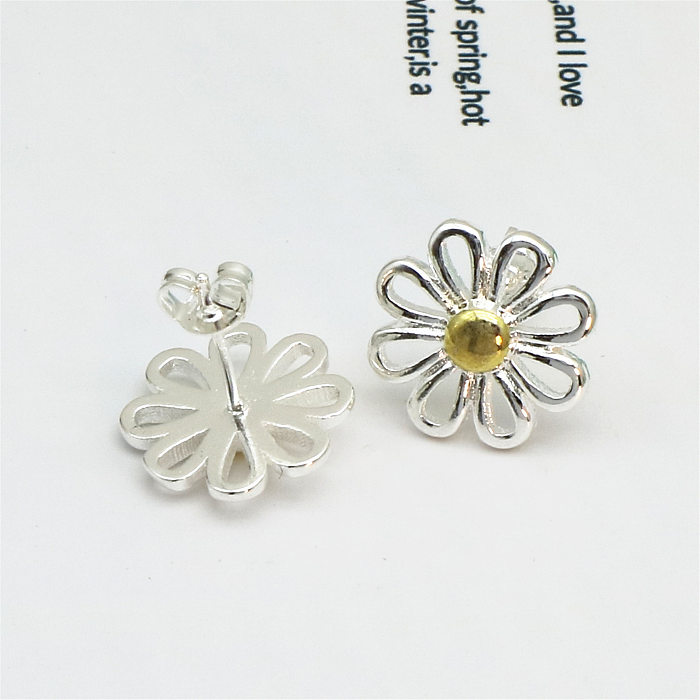 1 Pair Simple Style Chrysanthemum Plating Copper Ear Studs