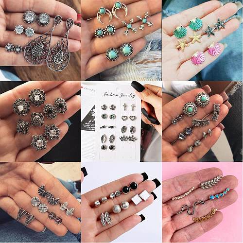 Fashion Simple Style Classic Style Geometric Artificial Gemstones Alloy Copper Plating Zircon Ear Studs