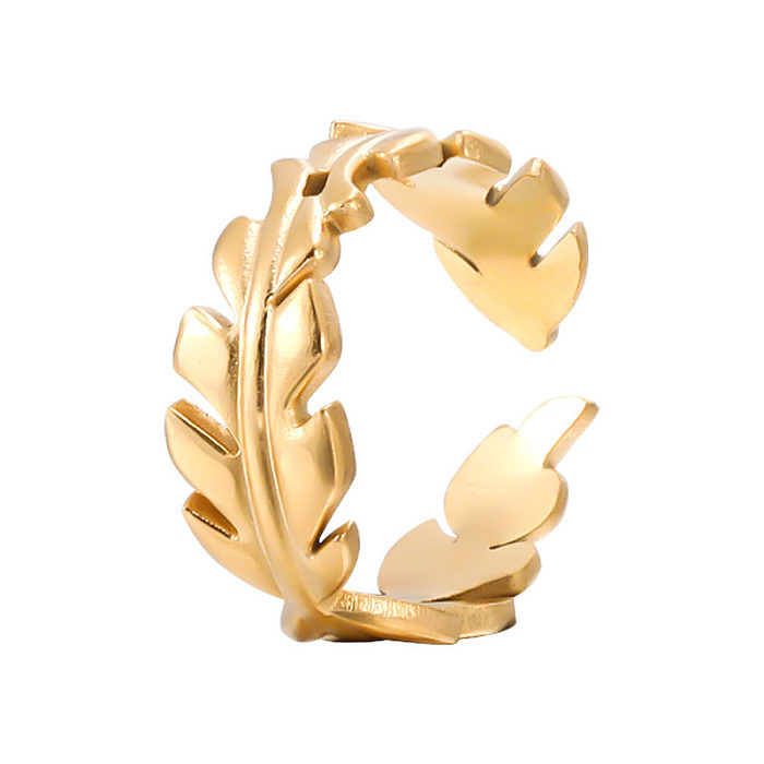 Fashion Leaves Stainless Steel Plating Open Ring