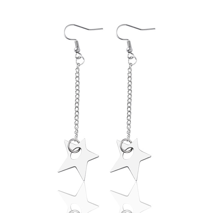 Collier de boucles d'oreilles pentagramme en acier inoxydable plaqué argent, Style Simple, vente en gros
