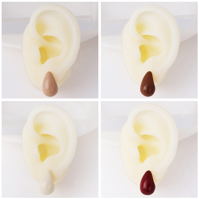 1 paire de clous d'oreilles rétro en cuivre plaqué gouttelettes d'eau pour femmes