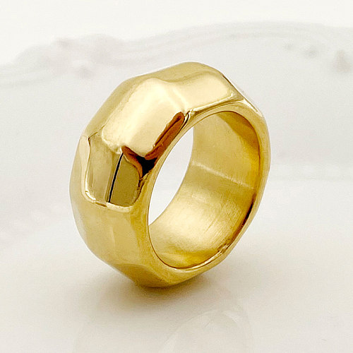 Comute anéis chapeados ouro de lustro de aço inoxidável da cor sólida