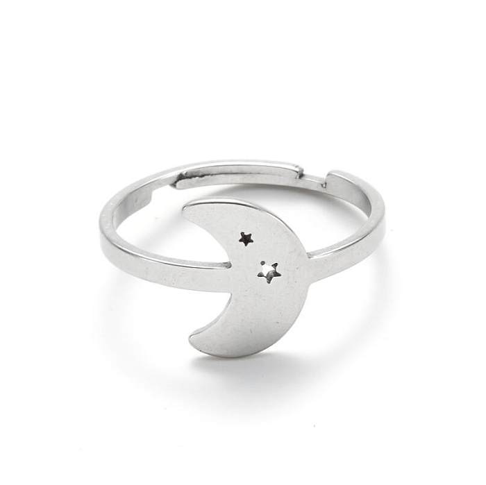 Fashion Star Moon Stainless Steel Open Ring 1 Piece