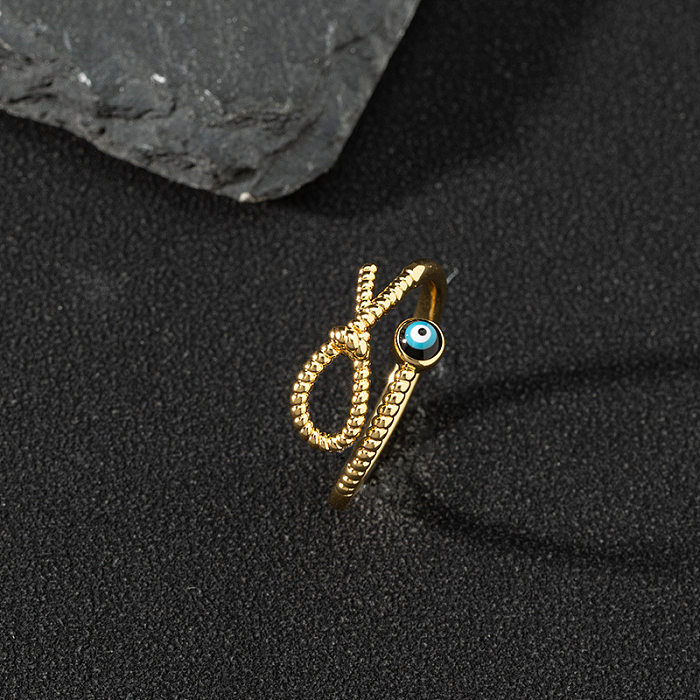 Fashion Eye Butterfly Copper Inlay Zircon Open Ring 1 Piece