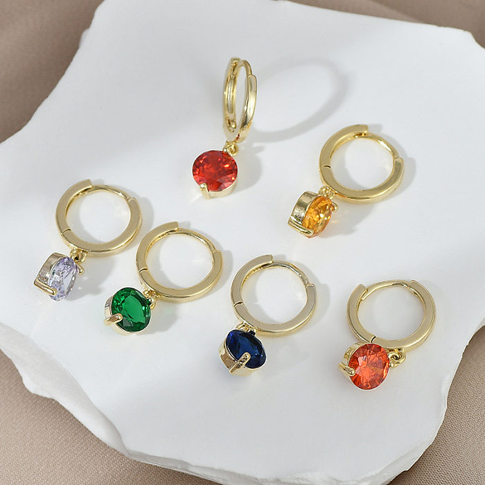 Pendientes Colgantes De Circón Con Incrustaciones De Cobre Geométricos De Moda 3 Pares