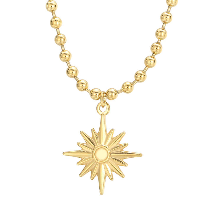 Lässiger, einfacher Stil, Stern-Armband-Halskette mit 18-karätigem Goldüberzug aus Edelstahl
