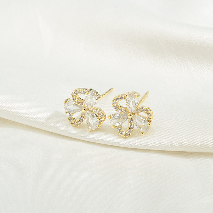Fashion Snake Copper Inlay Zircon Ear Studs 3 Pairs