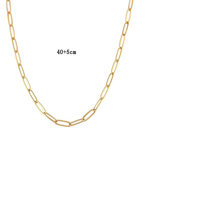 Wholesale Simple Style Solid Color Stainless Steel 18K Gold Plated Bracelets Necklace