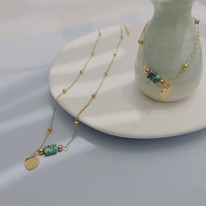 Conjunto de joias de chapeamento de aço inoxidável em formato de coração de estilo simples