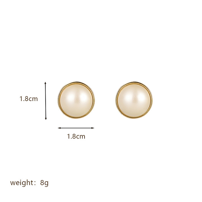 1 Pair Retro Commute Round Spiral Stripe Plating Inlay Copper Artificial Pearls Zircon 14K Gold Plated 18K Gold Plated Ear Studs
