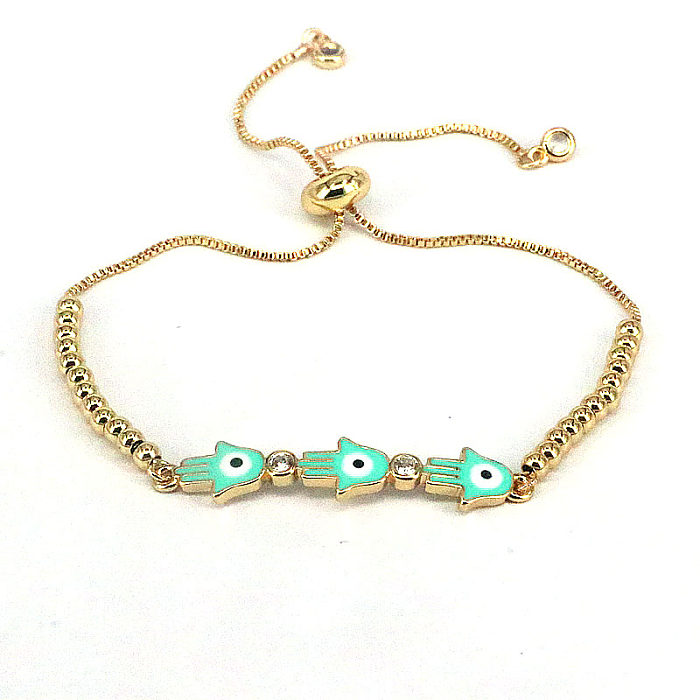 Bracelets Mode Oeil de Palmier Perles en Cuivre Plaqué Or Zircon 1 Pièce