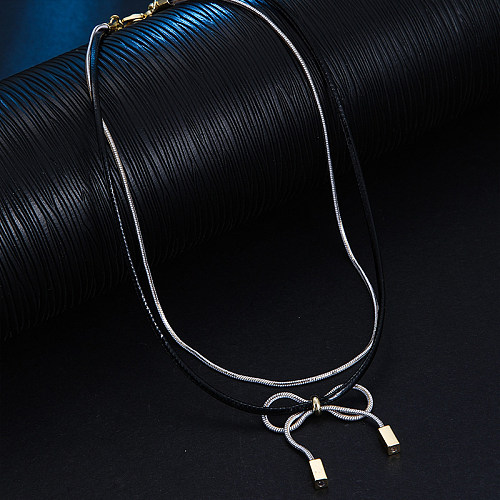 Collar plateado oro 14K del cobre XNUMXK del nudo del arco del estilo simple del estilo del vintage en bulto
