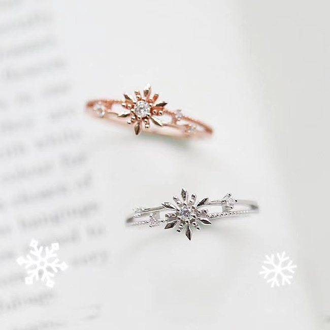 Simple Style Classic Style Flower Copper Inlay Zircon Rings