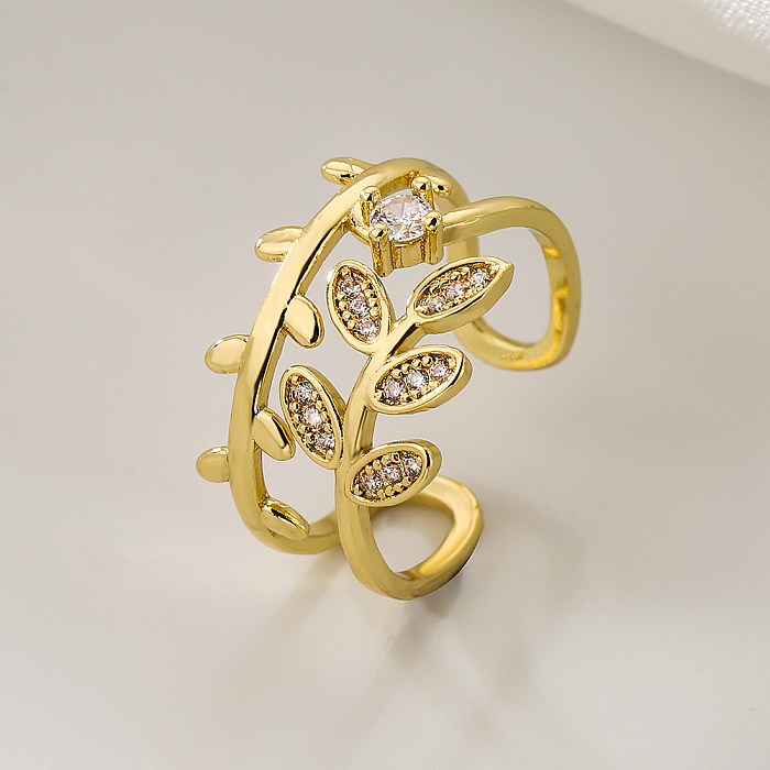 Fashion Star Moon Flower Kupfer eingelegter Zirkon offener Ring 1 Stück
