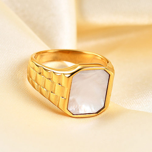 Anéis de pedras preciosas artificiais de chapeamento de aço de titânio quadrado da moda