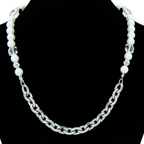 Simple Style Round Titanium Steel Beaded Polishing Bracelets Necklace 1 Piece