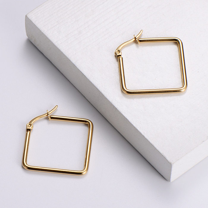 AML Titanium Steel Jewelry Set Popular Women's Earrings Natural Pendant Korean Style Women's Jewelry Square Line Ornament
