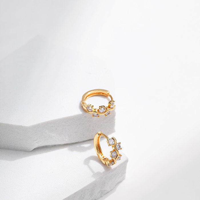 1 Pair Simple Style Solid Color Inlay Copper Zircon Earrings