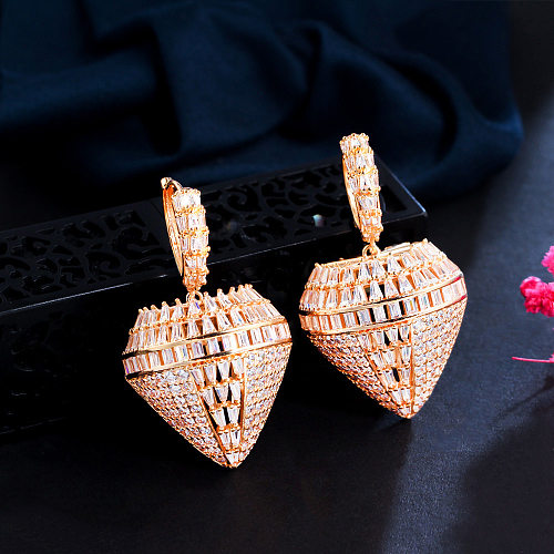 1 Pair Glam Geometric Water Droplets Plating Inlay Copper Zircon Rose Gold Plated Rhodium Plated Drop Earrings