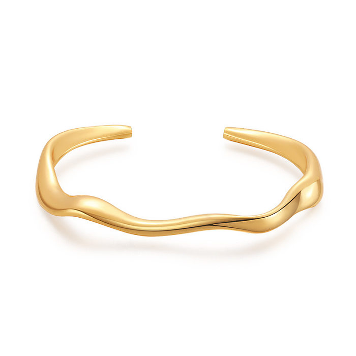 1 Piece Simple Style Solid Color Copper Plating Bangle