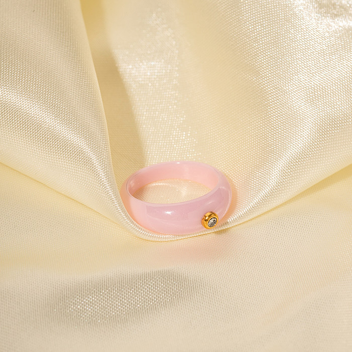 Elegant Round Stainless Steel 18K Gold Plated Rhinestones Rings In Bulk