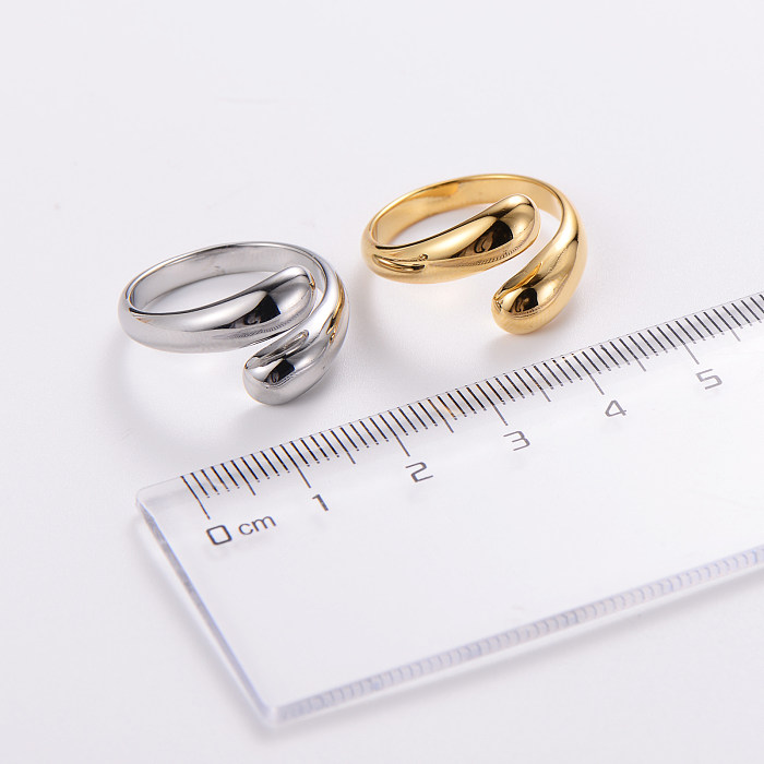 Wholesale Simple Style Solid Color Stainless Steel 18K Gold Plated Open Ring