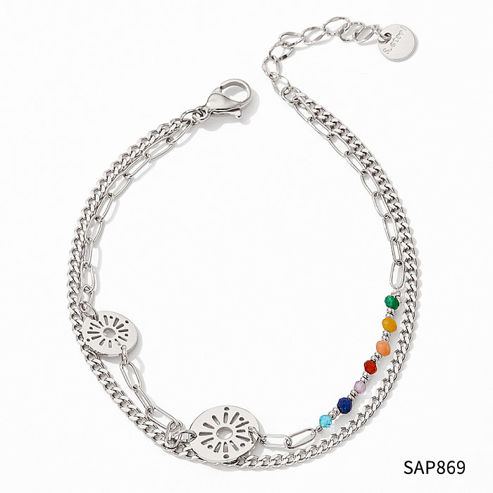 Retro-Blumen-Edelstahl-Inlay, künstliche Kristallarmbänder, Fußkettchen-Halskette