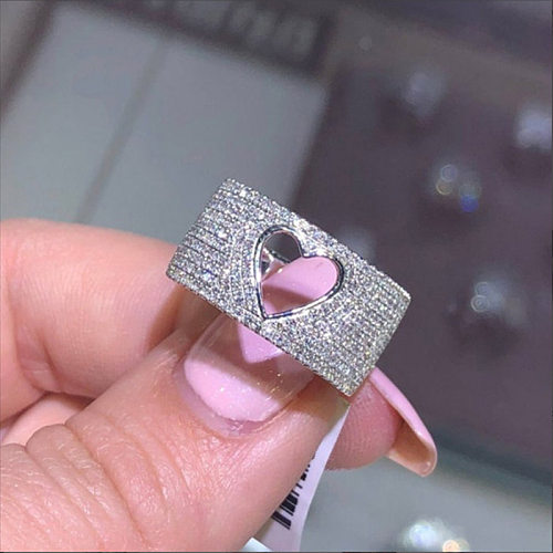 Lady Heart Shape Copper Plating Inlay Artificial Gemstones Rings
