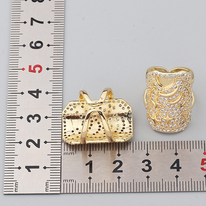Anéis de cobre de borboleta geométricas da moda embutidas anéis de cobre de zircão