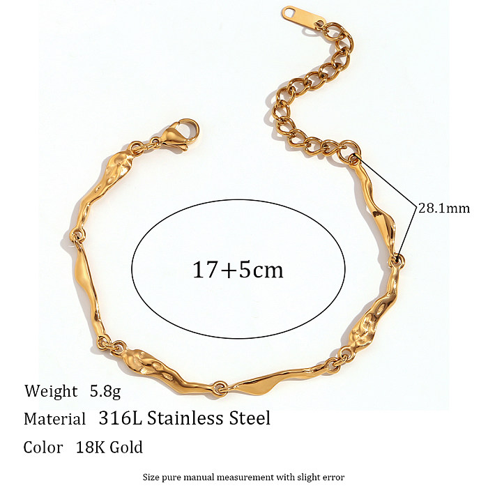 Collier de bracelets plaqué or 18 carats en acier inoxydable de couleur unie de style vintage