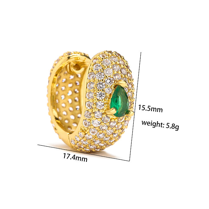 Sweet Heart Shape Copper Gold Plated Zircon Women'S Rings Earrings