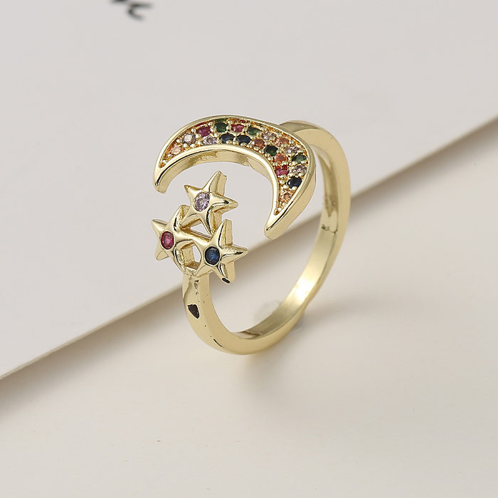 Fashion Devil Eye Copper Inlaid Zircon Ring Wholesale