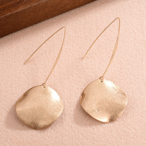 1 paire de boucles d'oreilles pendantes en cuivre plaqué rond, Style IG Simple