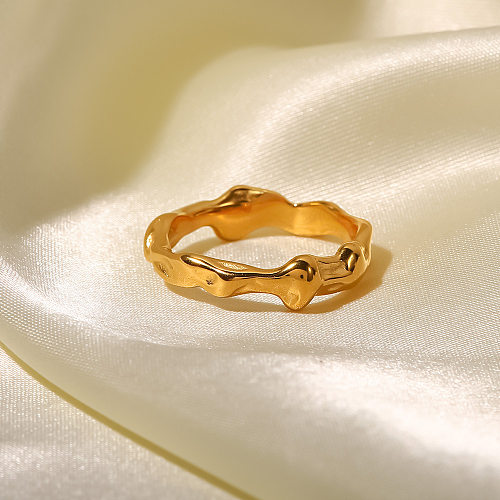 Anéis de aço inoxidável geométricos de estilo simples chapeando anéis de cobre