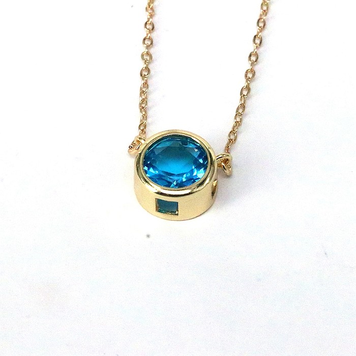 Hip-Hop Classic Style Round Copper Gold Plated Zircon Pendant Necklace In Bulk