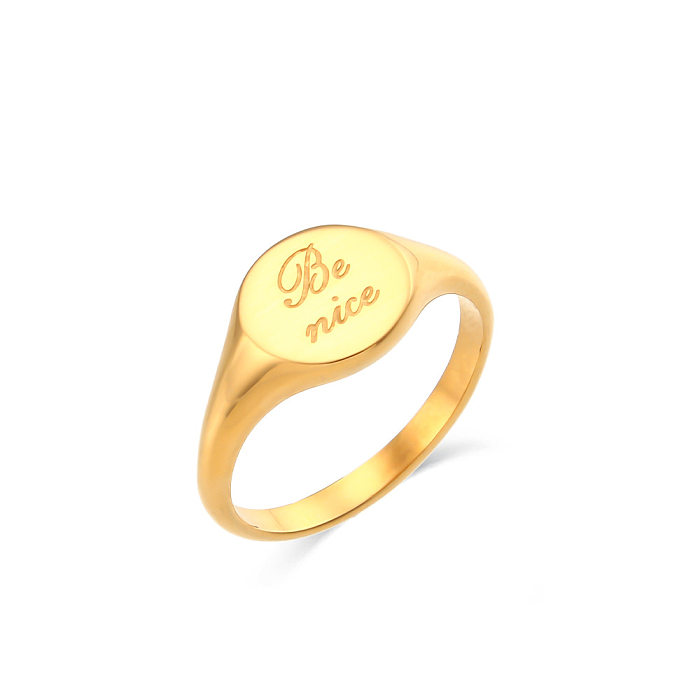 Fashion New Electroplated 18K Lettering Women Wholesale Stainless Steel Ring