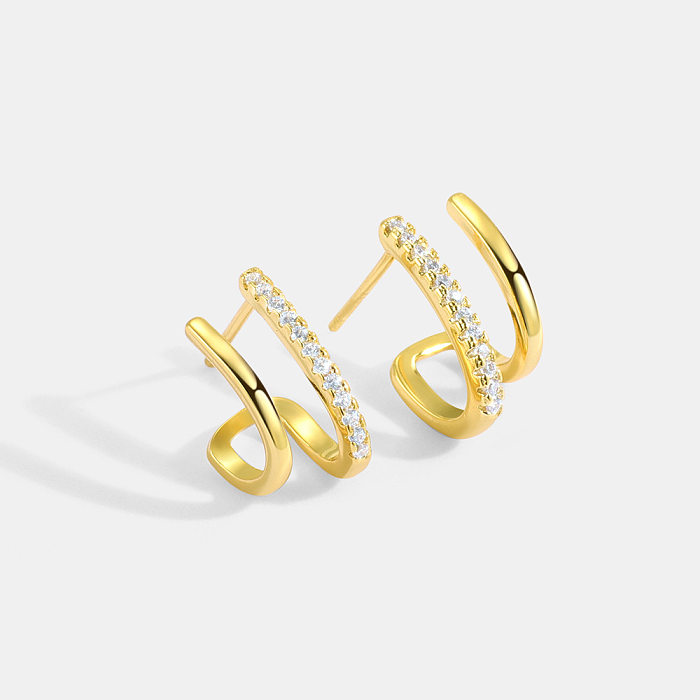 1 Pair Modern Style Geometric Plating Inlay Copper Zircon Earrings