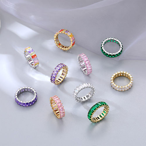 Fashion Round Titanium Steel Plating Zircon Rings 1 Piece