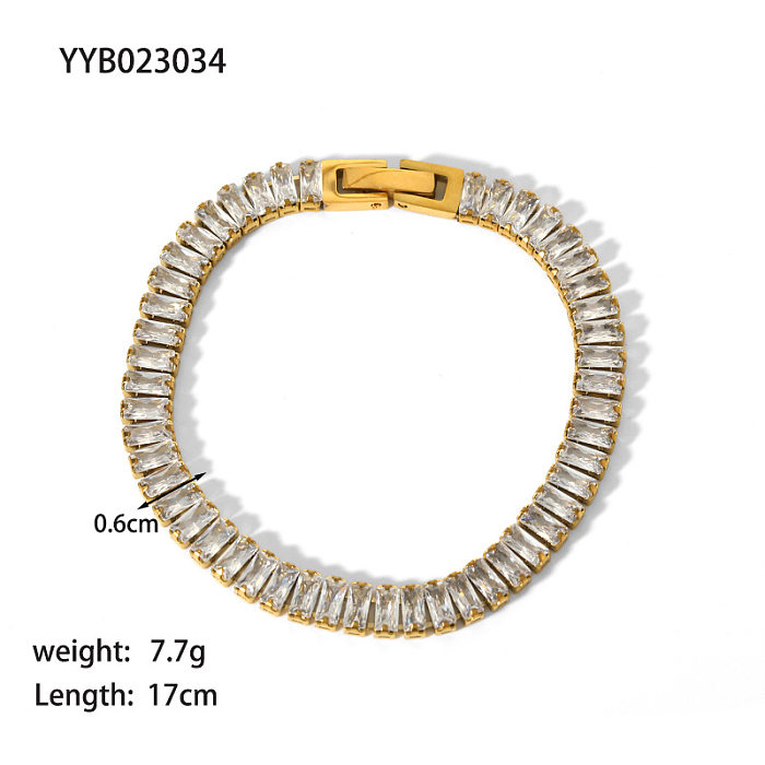 Collier de bracelets en Zircon avec incrustation d'acier inoxydable de titane carré de Style Simple