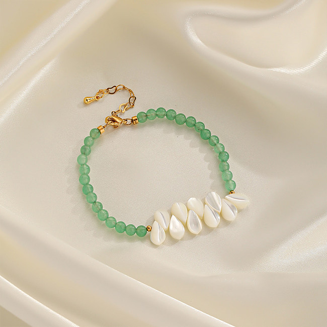 Bracelets de perles en cuivre, gouttelettes d'eau de vacances décontractées, coquille en pierre naturelle