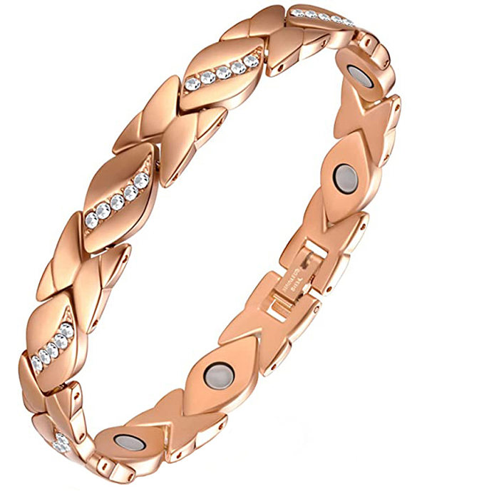 Bracelet en Diamant Artificiel avec Incrustation de Cuivre Feuille à la Mode 1 Pièce