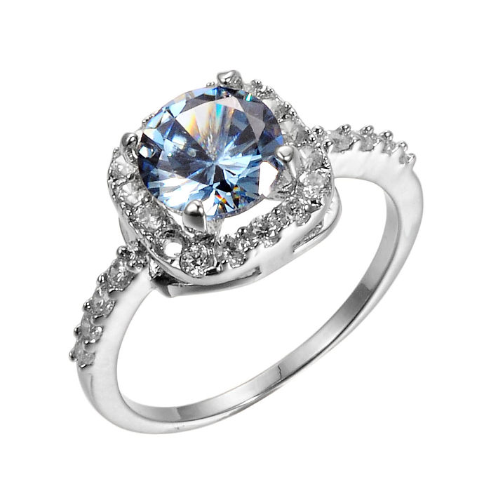 Elegantes anillos de piedras preciosas artificiales con incrustaciones de latón cuadrado Glam
