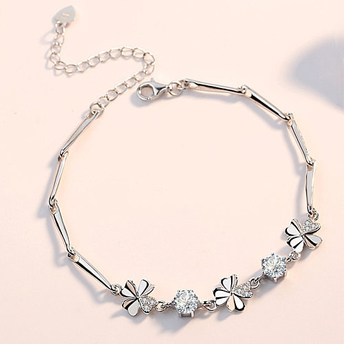 Elegant Simple Style Four Leaf Clover Copper Inlay Zircon Bracelets